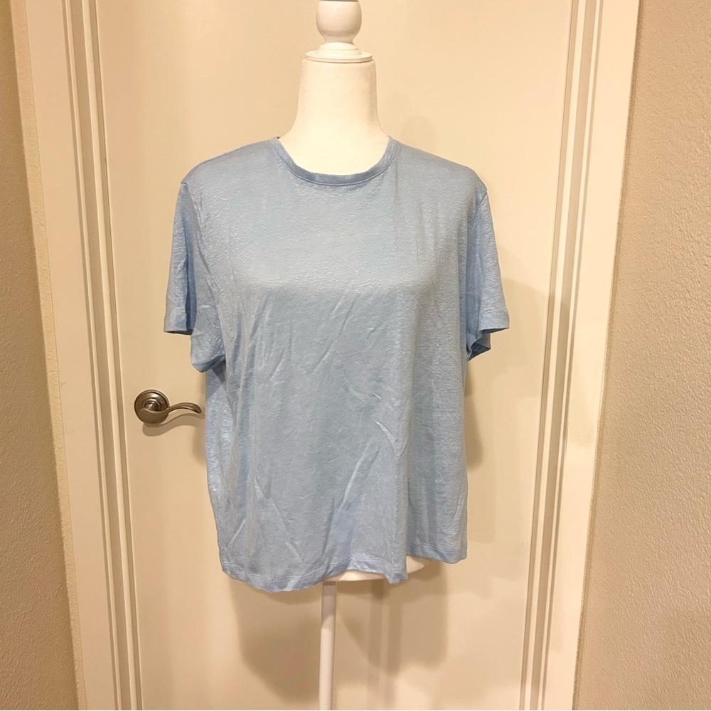 J.crew 100% linen tee light blue size large perfect condition